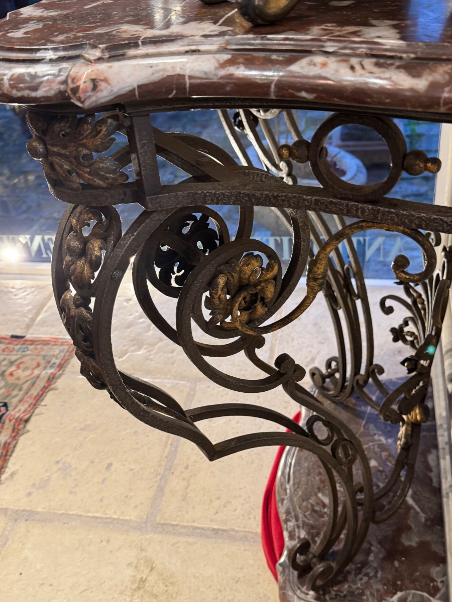 Console fer forgé et doré dans le goût provençal -photo-3