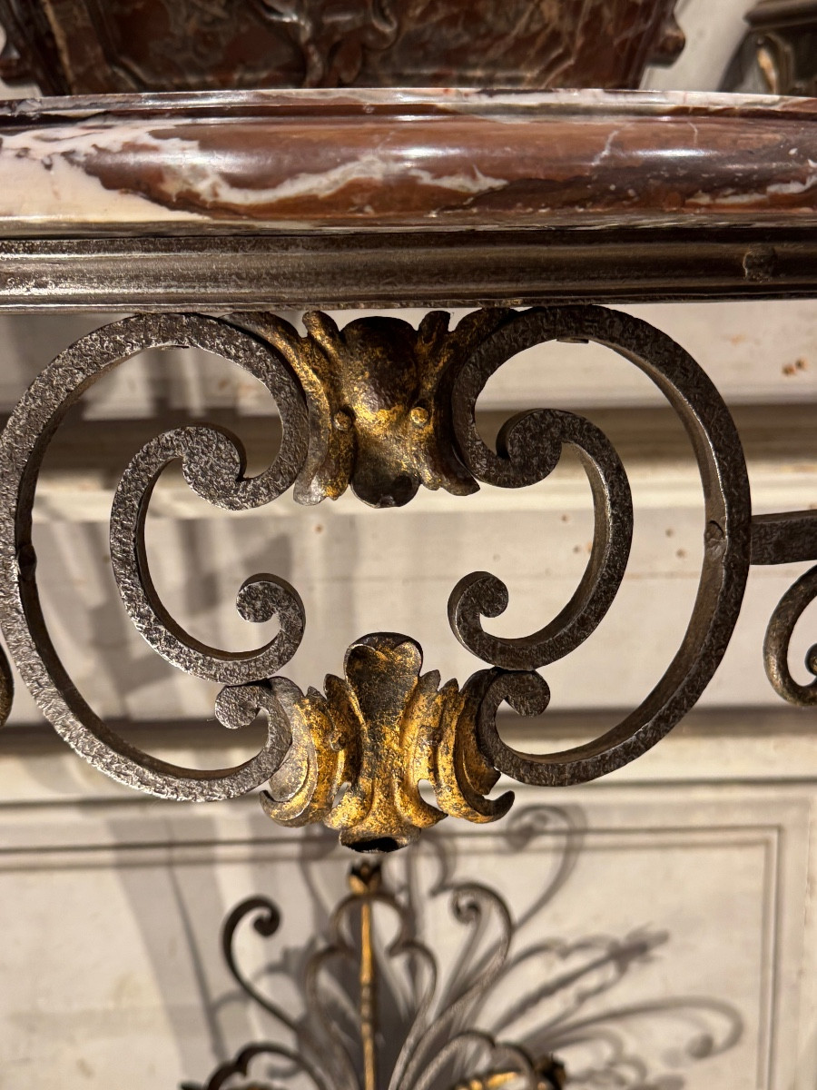 Console fer forgé et doré dans le goût provençal -photo-2