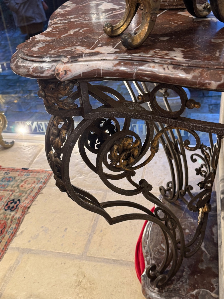 Console fer forgé et doré dans le goût provençal -photo-3