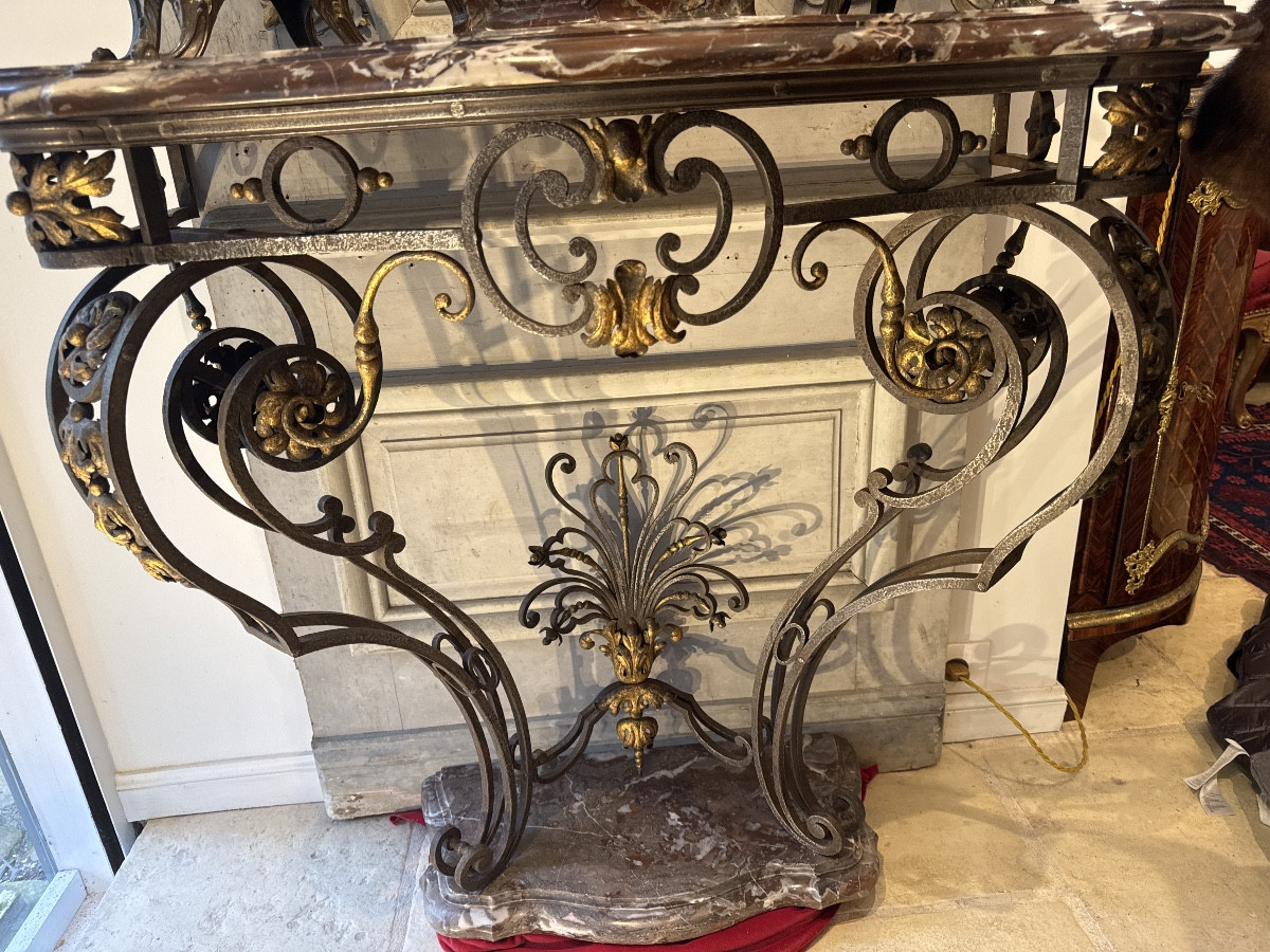 Console fer forgé et doré dans le goût provençal -photo-4