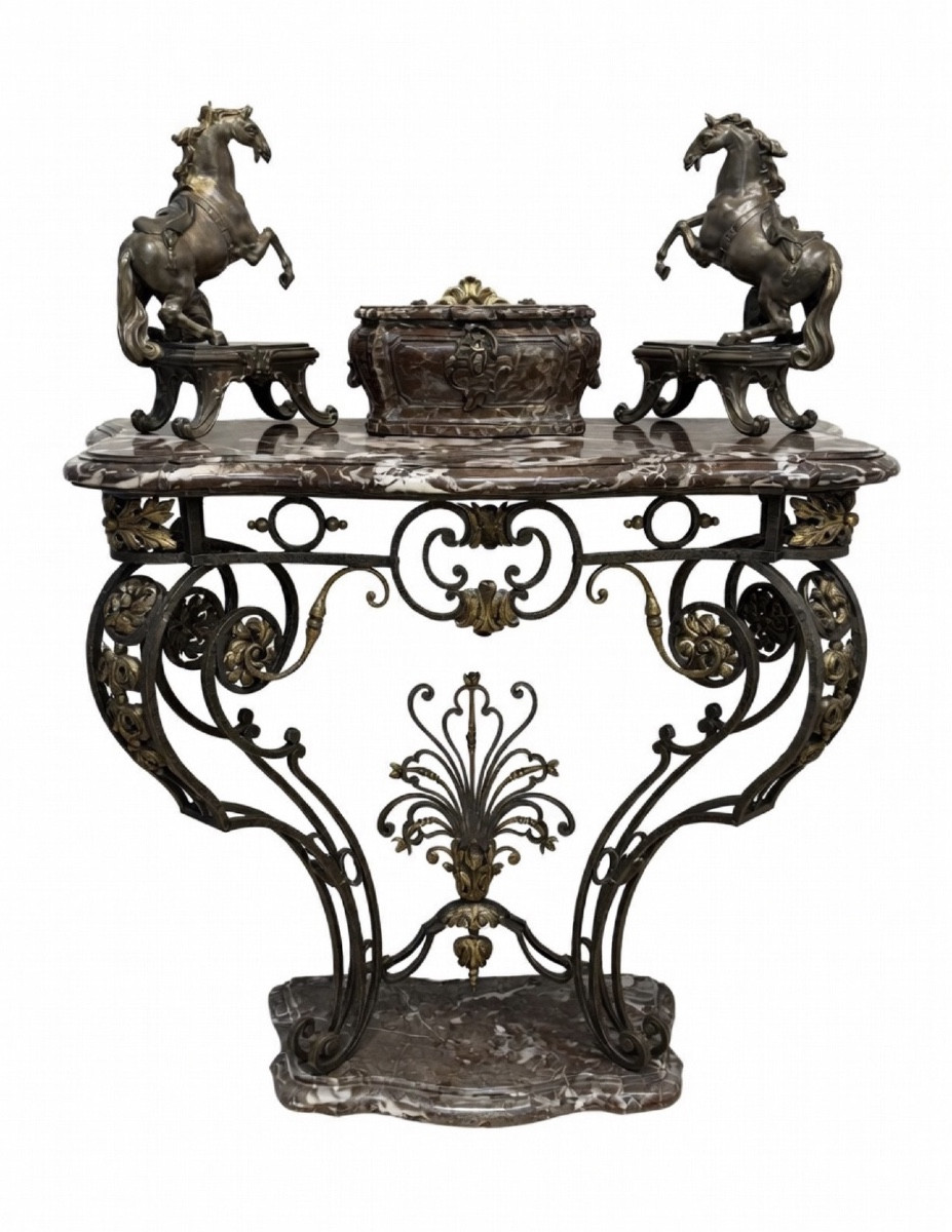Console fer forgé et doré dans le goût provençal -photo-5