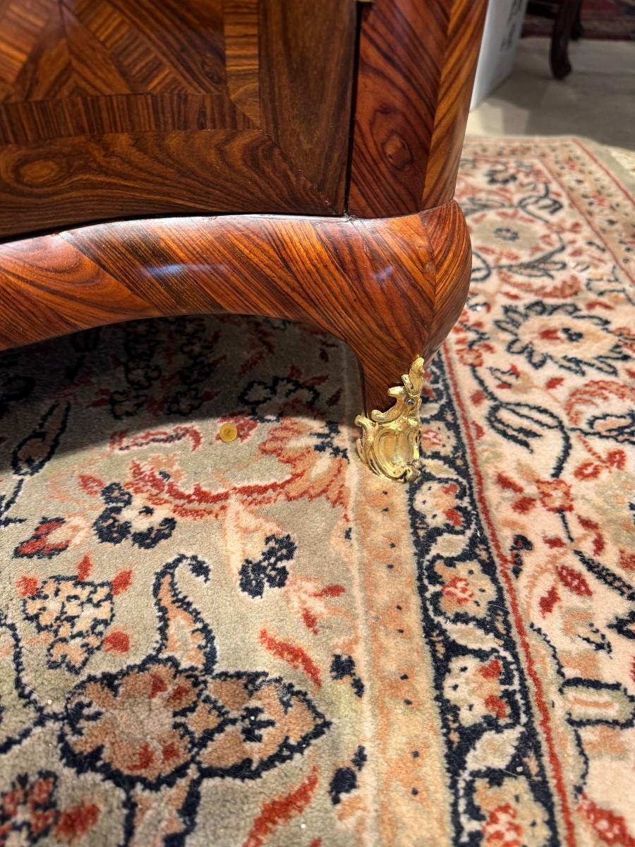 Louis XV Period Corner Cabinet With Marquetry In The Style Of The Queen's Wood, Stamped By Migeon-photo-4