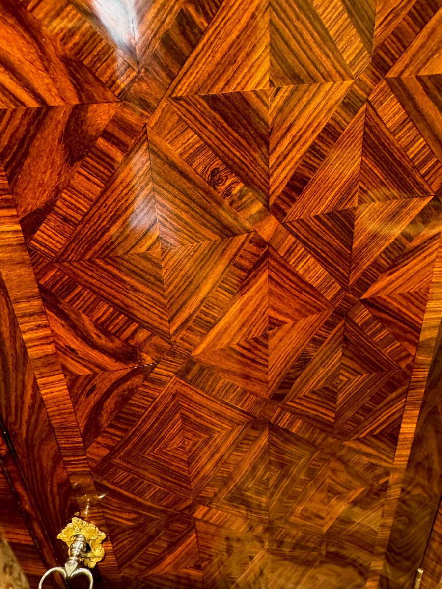 Louis XV Period Corner Cabinet With Marquetry In The Style Of The Queen's Wood, Stamped By Migeon-photo-6