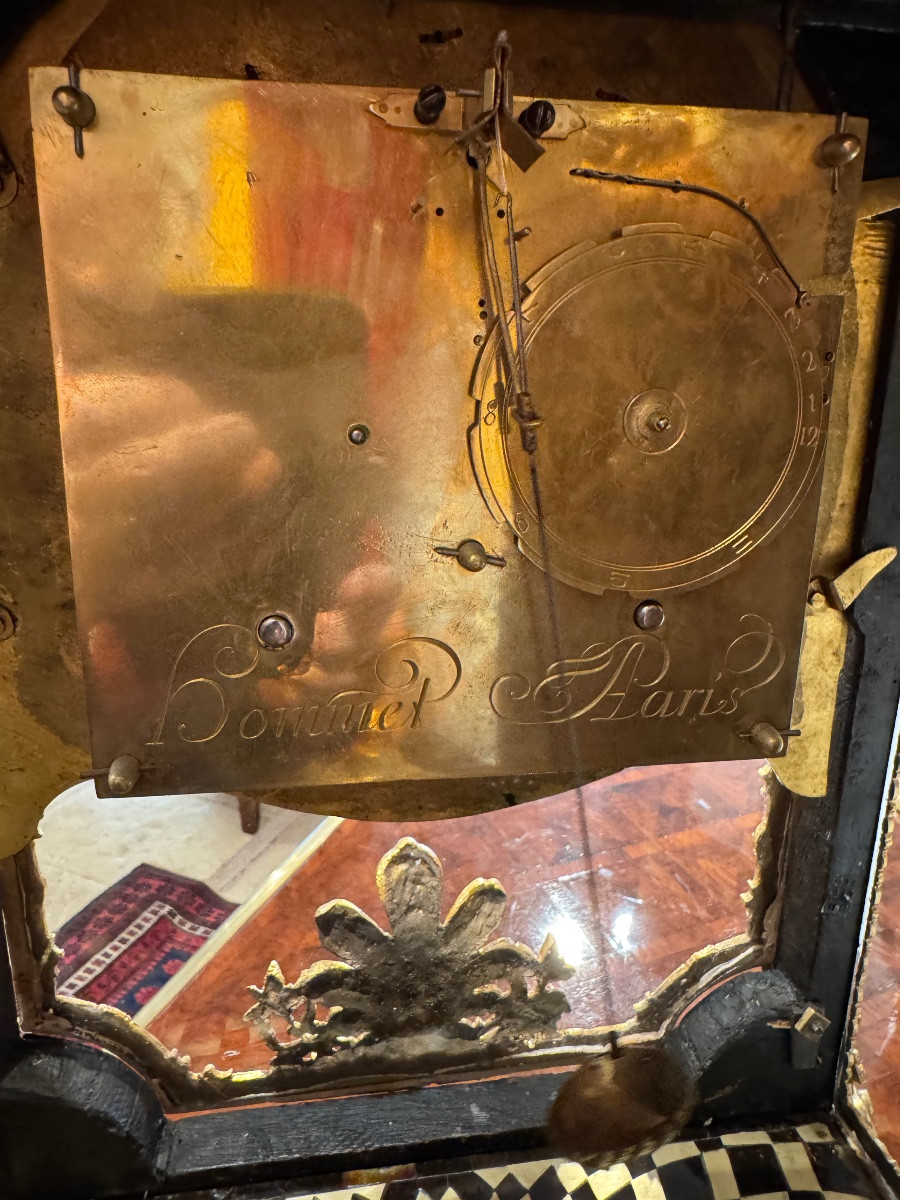 Louis XIV Period Brown Tortoiseshell And Brass Wall Clock -photo-3