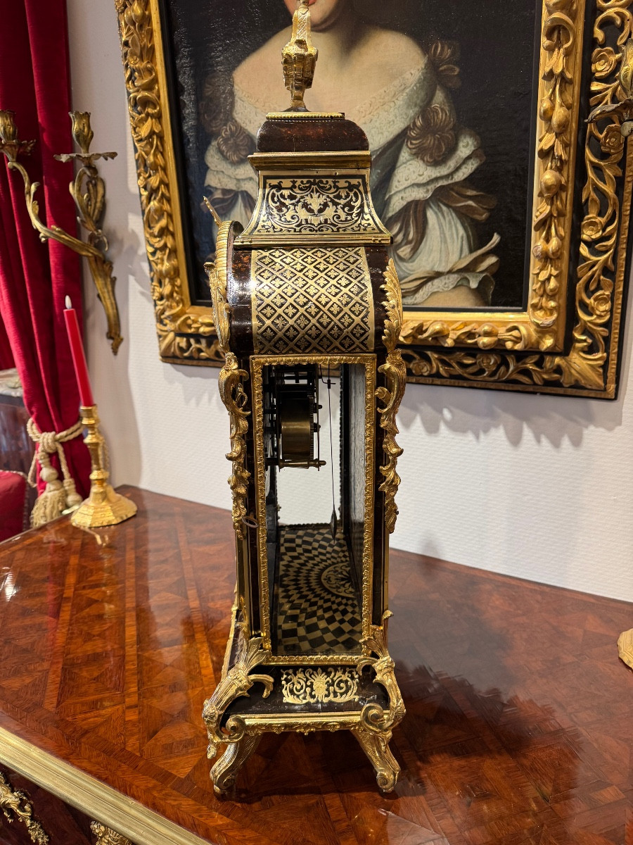 Louis XIV Period Brown Tortoiseshell And Brass Wall Clock -photo-2