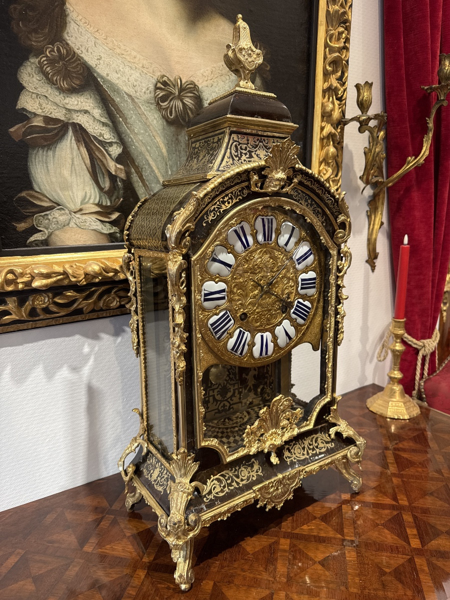 Louis XIV Period Brown Tortoiseshell And Brass Wall Clock -photo-6