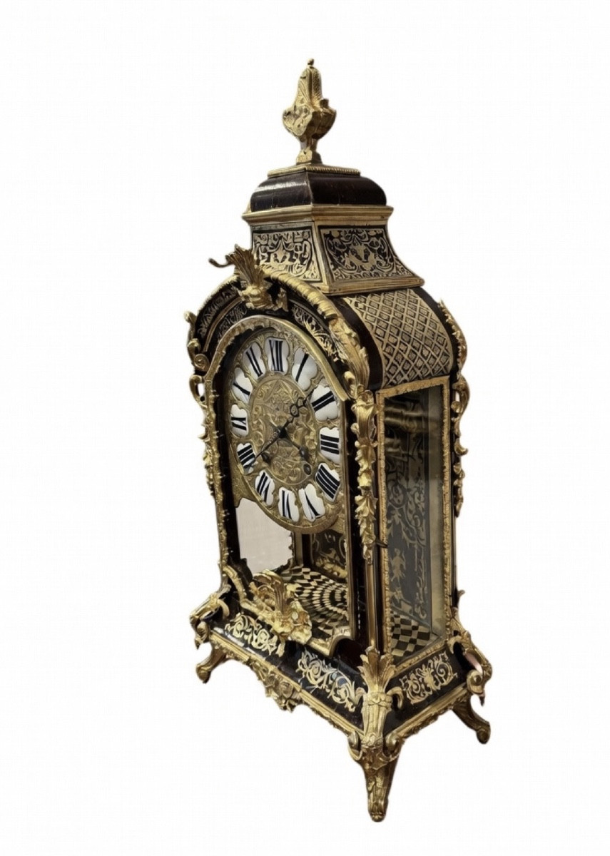 Louis XIV Period Brown Tortoiseshell And Brass Wall Clock -photo-8