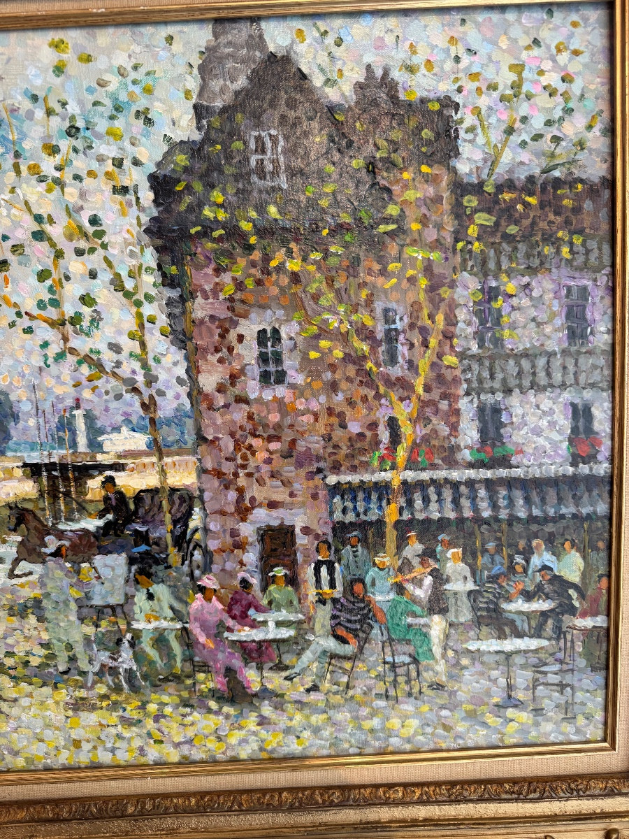 Huile sur toile la lieutenance a honfleur par pierre boudet-photo-2