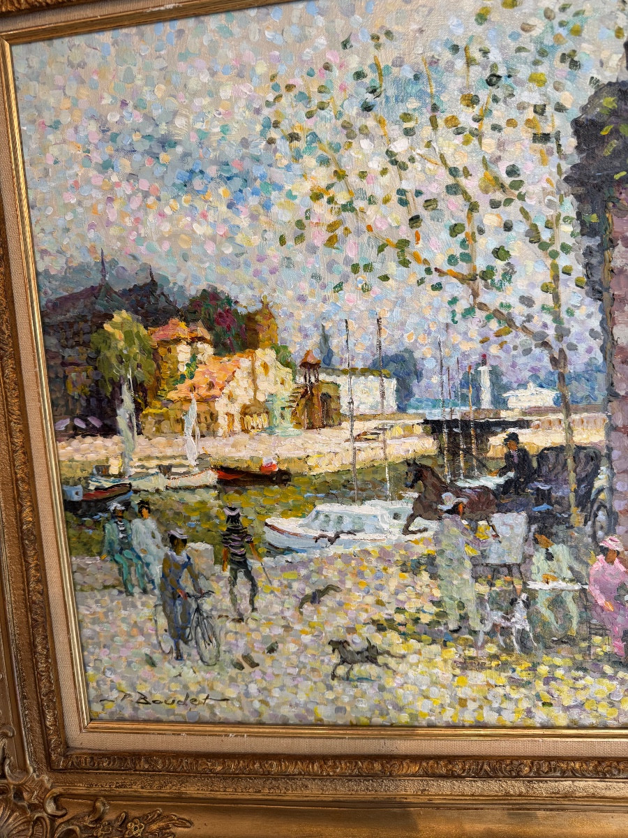 Huile sur toile la lieutenance a honfleur par pierre boudet-photo-3