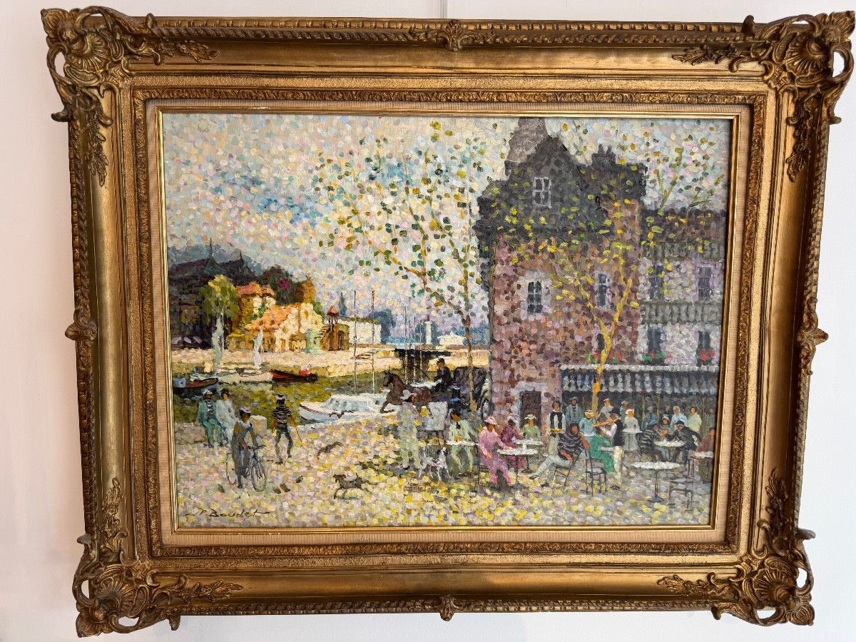 Huile sur toile la lieutenance a honfleur par pierre boudet