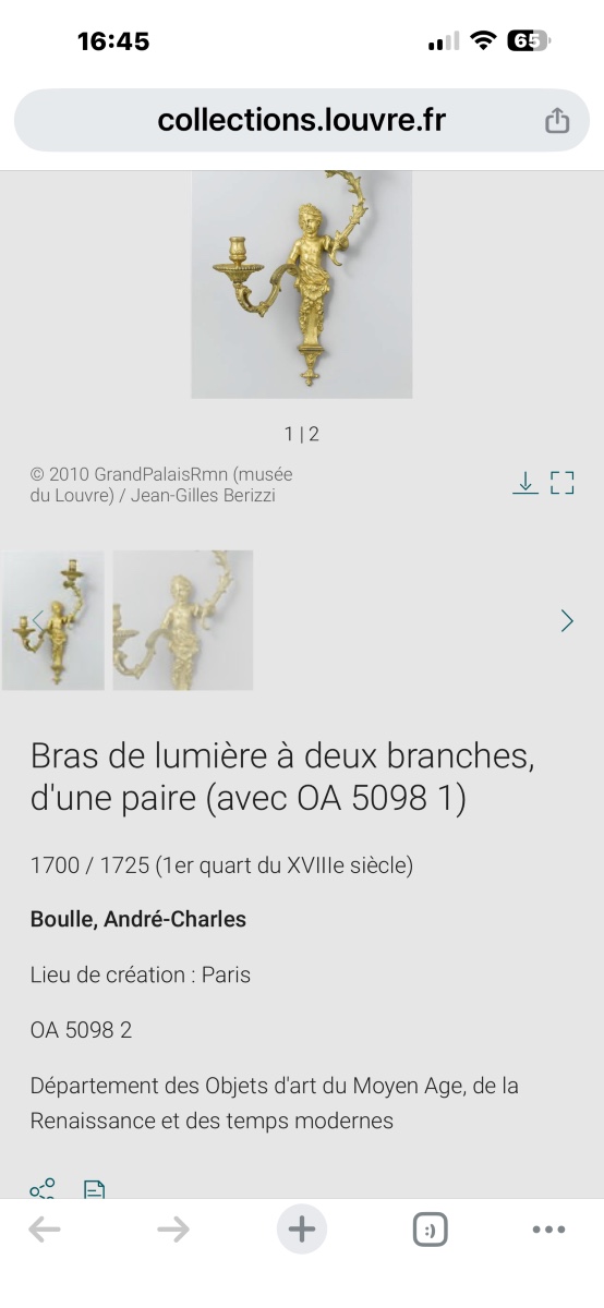 Pair Of Two-branched Arms Attributed To André Charles Boulle 1 Quarter 18th Century-photo-3