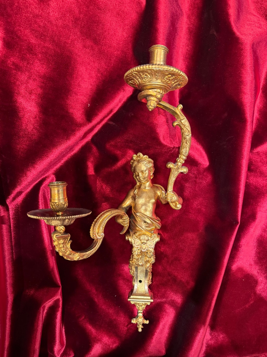 Pair Of Two-branched Arms Attributed To André Charles Boulle 1 Quarter 18th Century-photo-1
