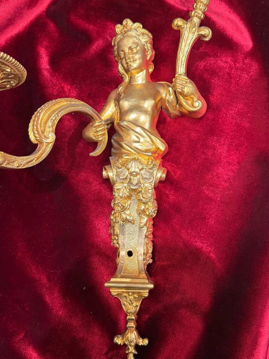 Pair Of Two-branched Arms Attributed To André Charles Boulle 1 Quarter 18th Century-photo-4