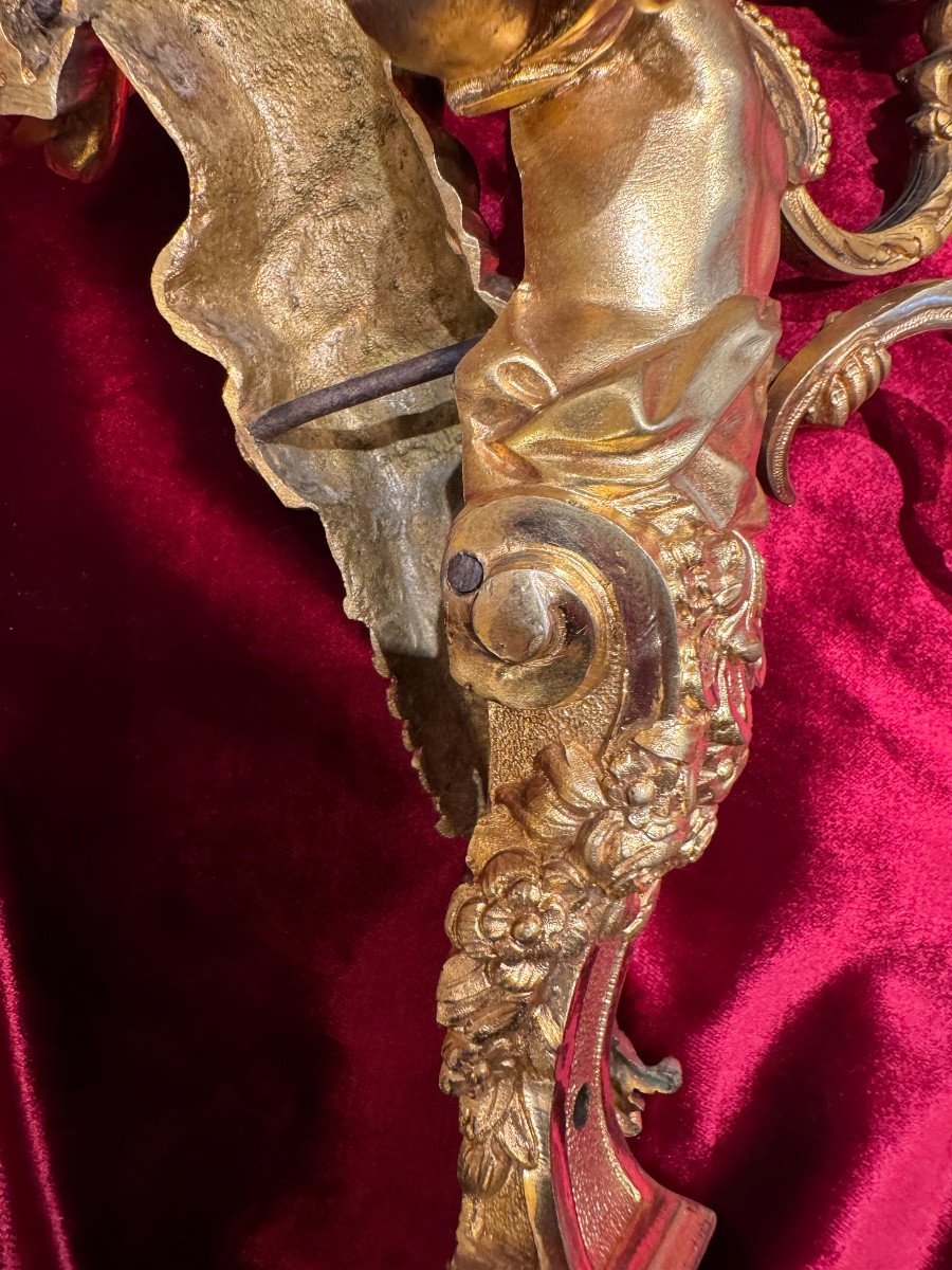Pair Of Two-branched Arms Attributed To André Charles Boulle 1 Quarter 18th Century-photo-7