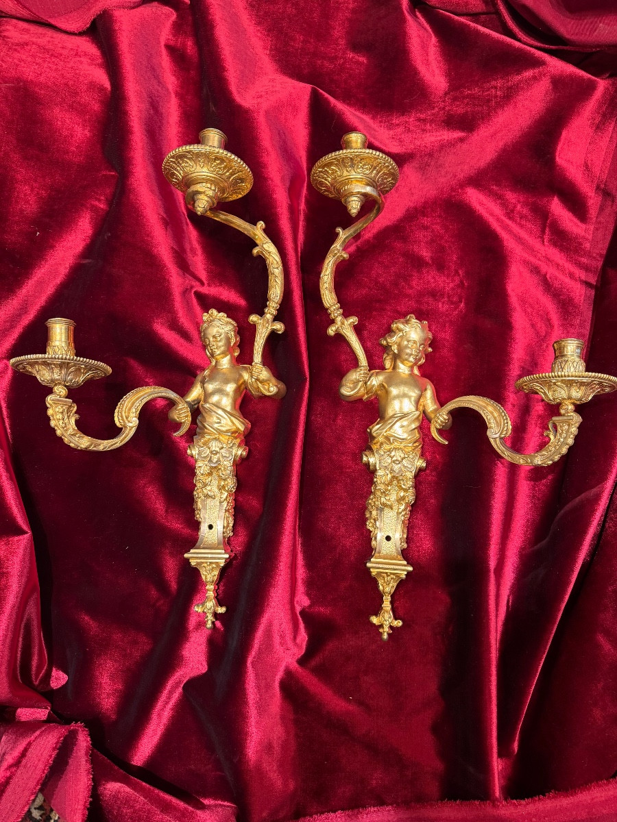 Pair Of Two-branched Arms Attributed To André Charles Boulle 1 Quarter 18th Century