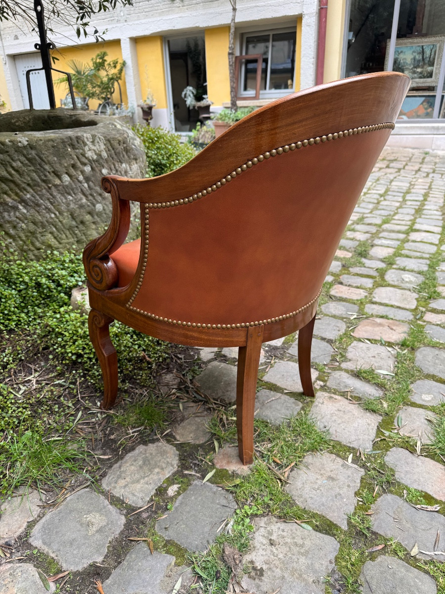 Fauteuil de bureau Époque  restauration acajou massif -photo-2