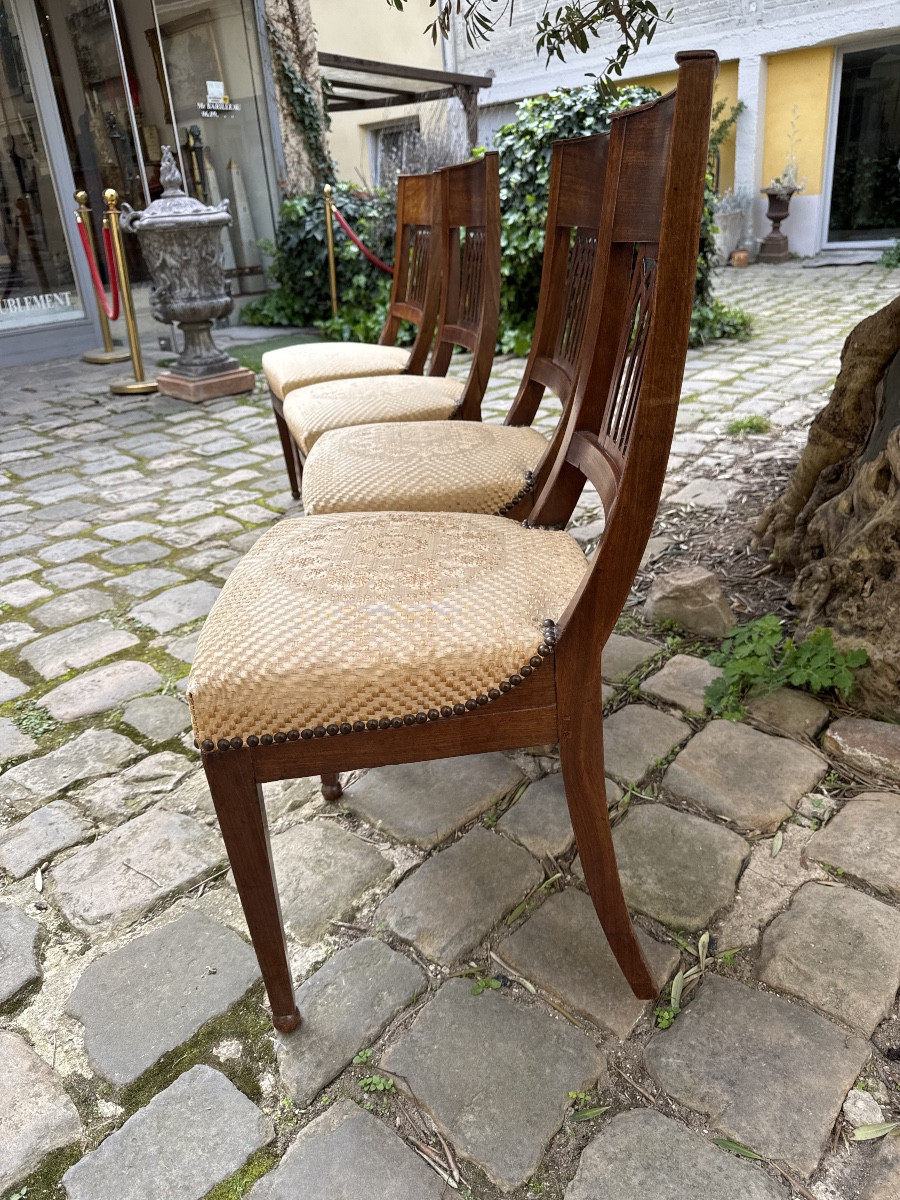 Suite Of 4 Directoire Period Mahogany Cathedral Chairs-photo-1