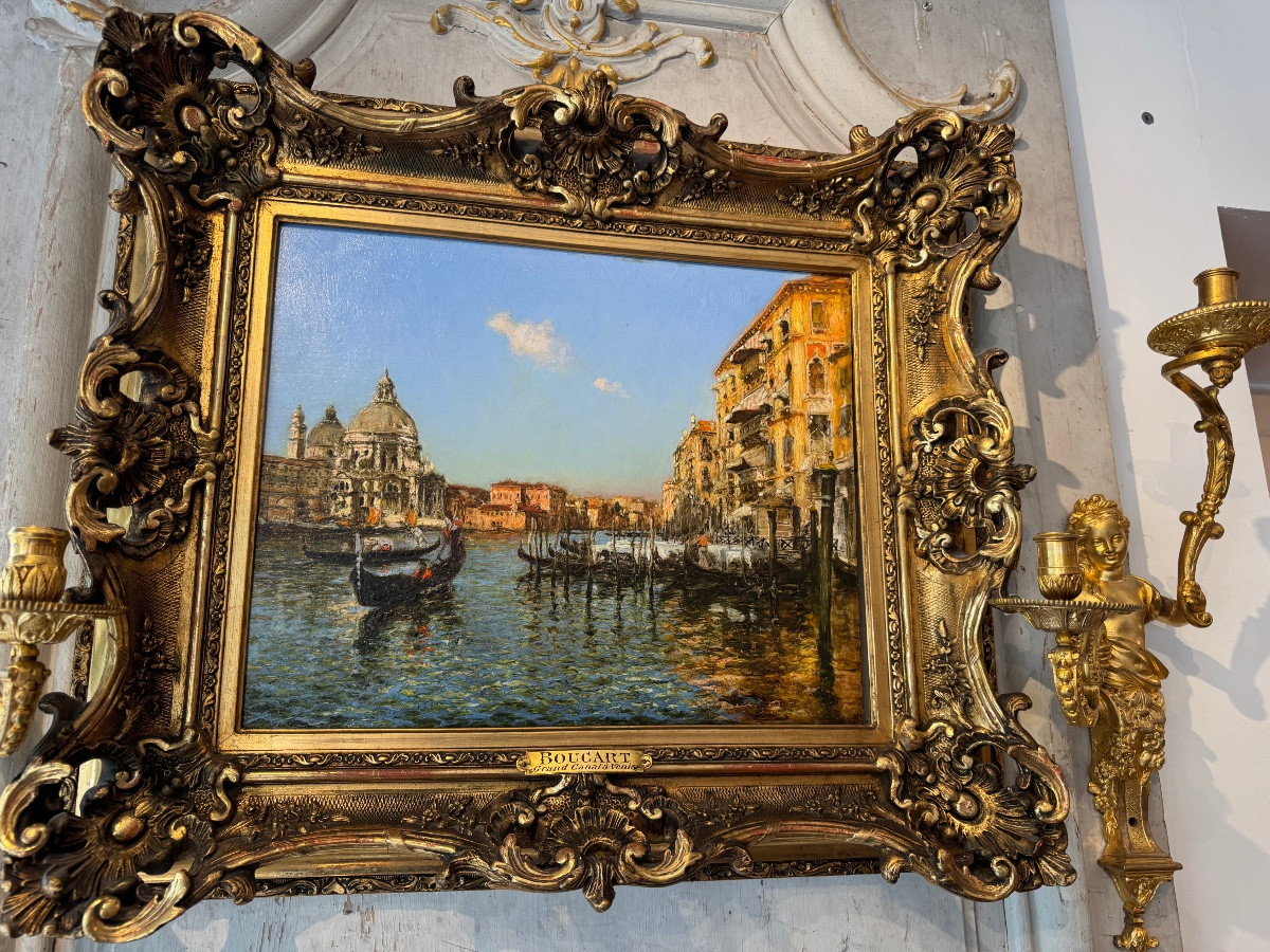 Huile sur panneau grand canal de Venise par Gaston boucart