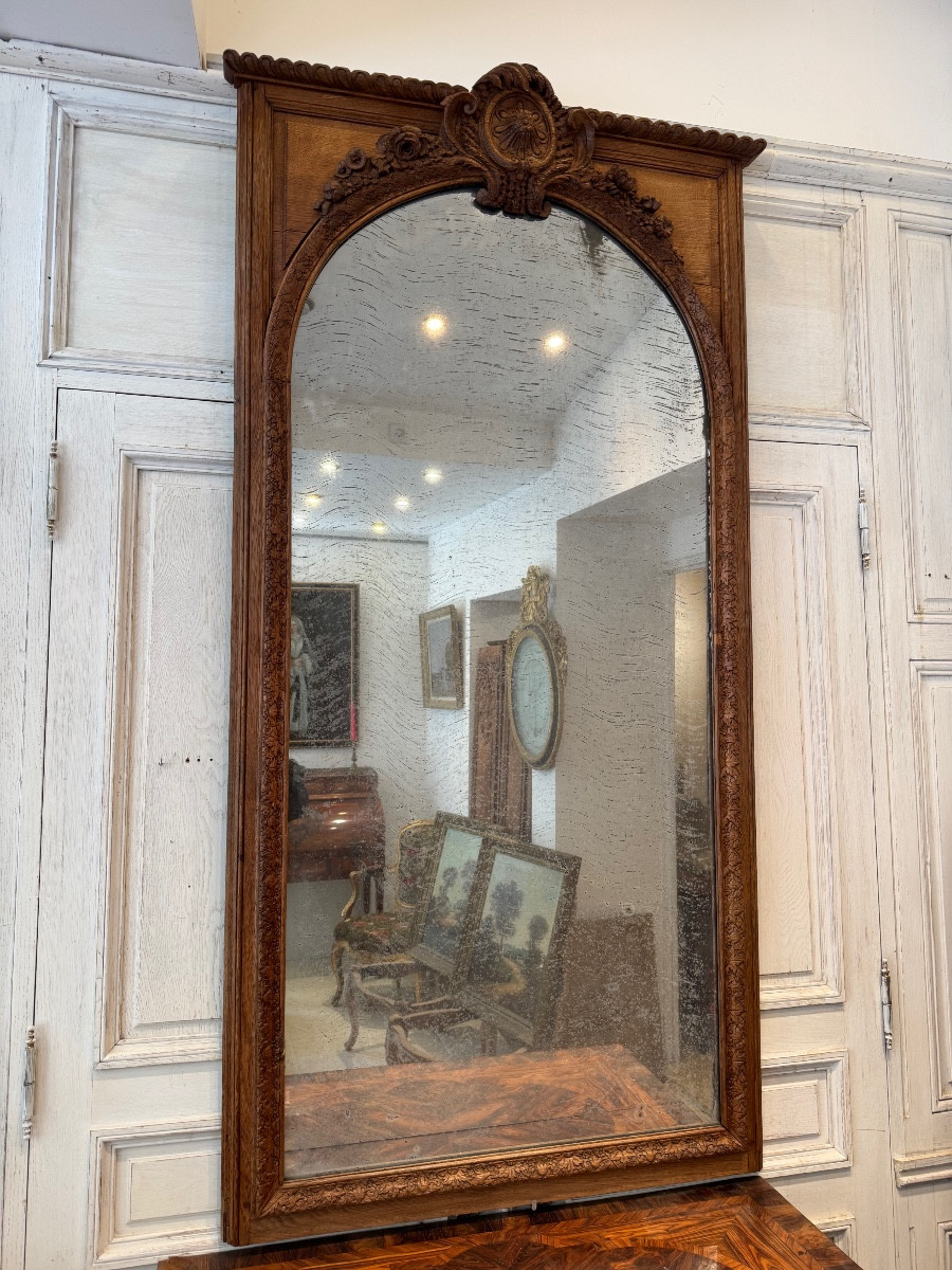Miroir de boiserie d’une paire milieu du 18 e siècle en chêne -photo-2