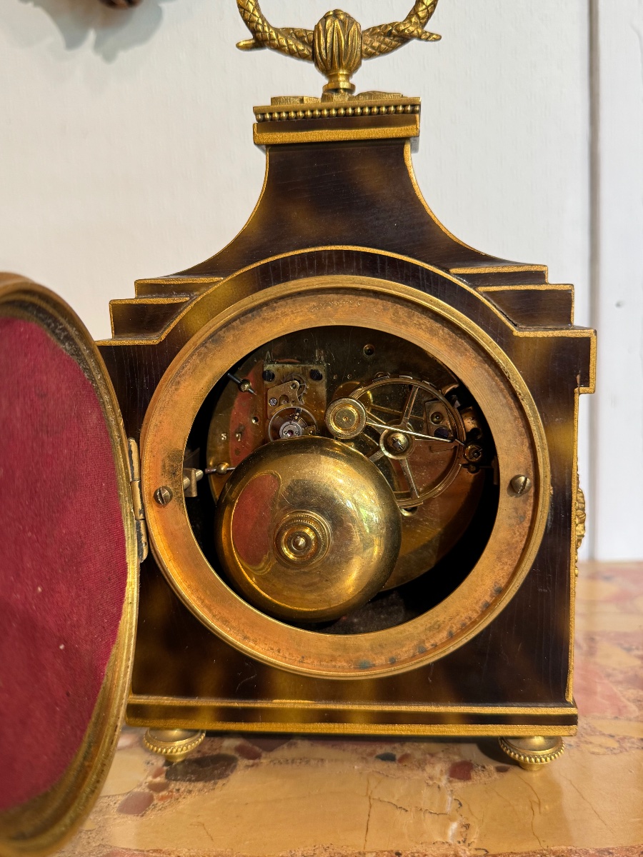 Pendulette  de voyage en corne couleur camel de lenoir à Paris 1 moitié du 19 e siècle -photo-2