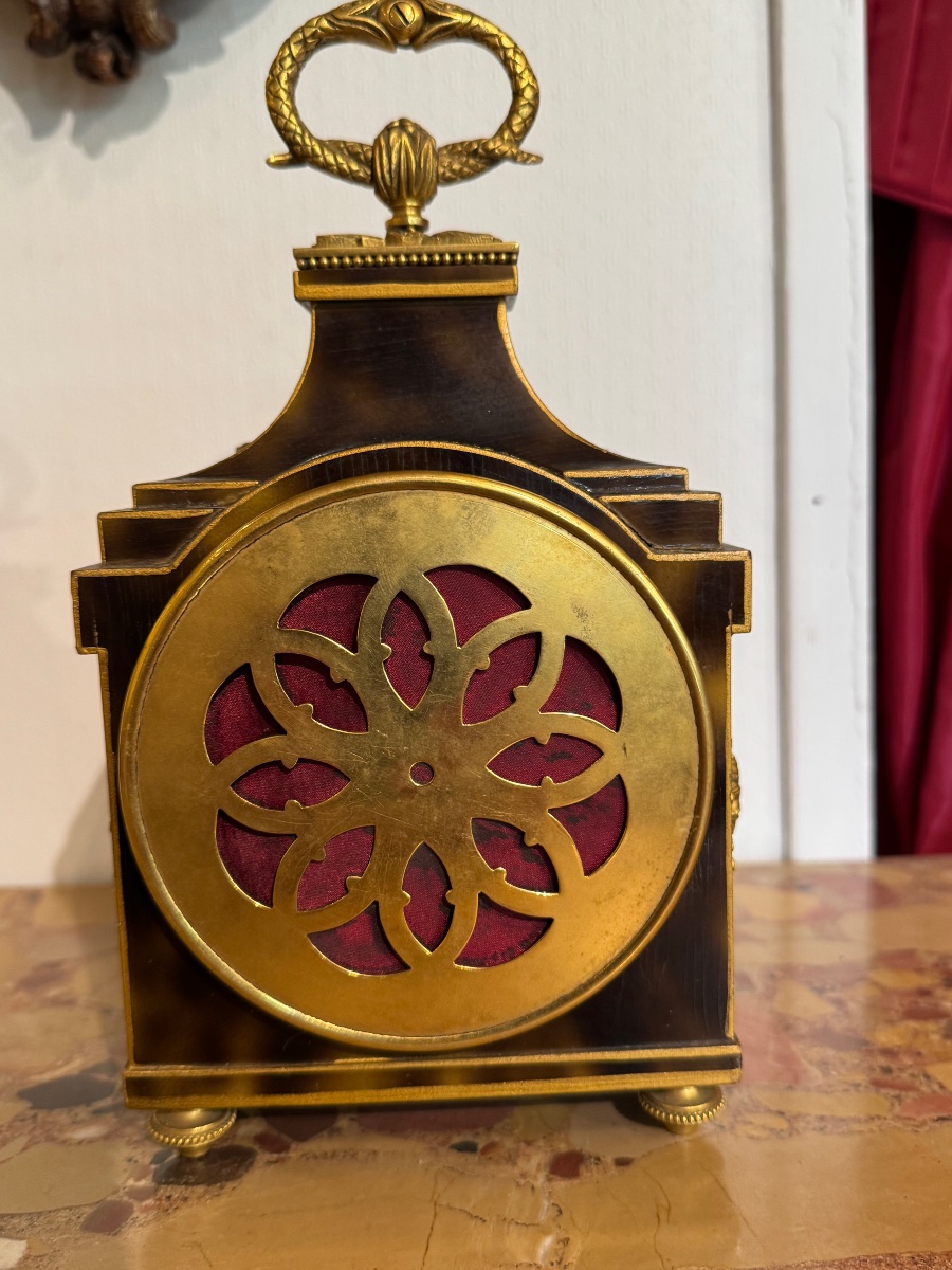 Pendulette  de voyage en corne couleur camel de lenoir à Paris 1 moitié du 19 e siècle -photo-3