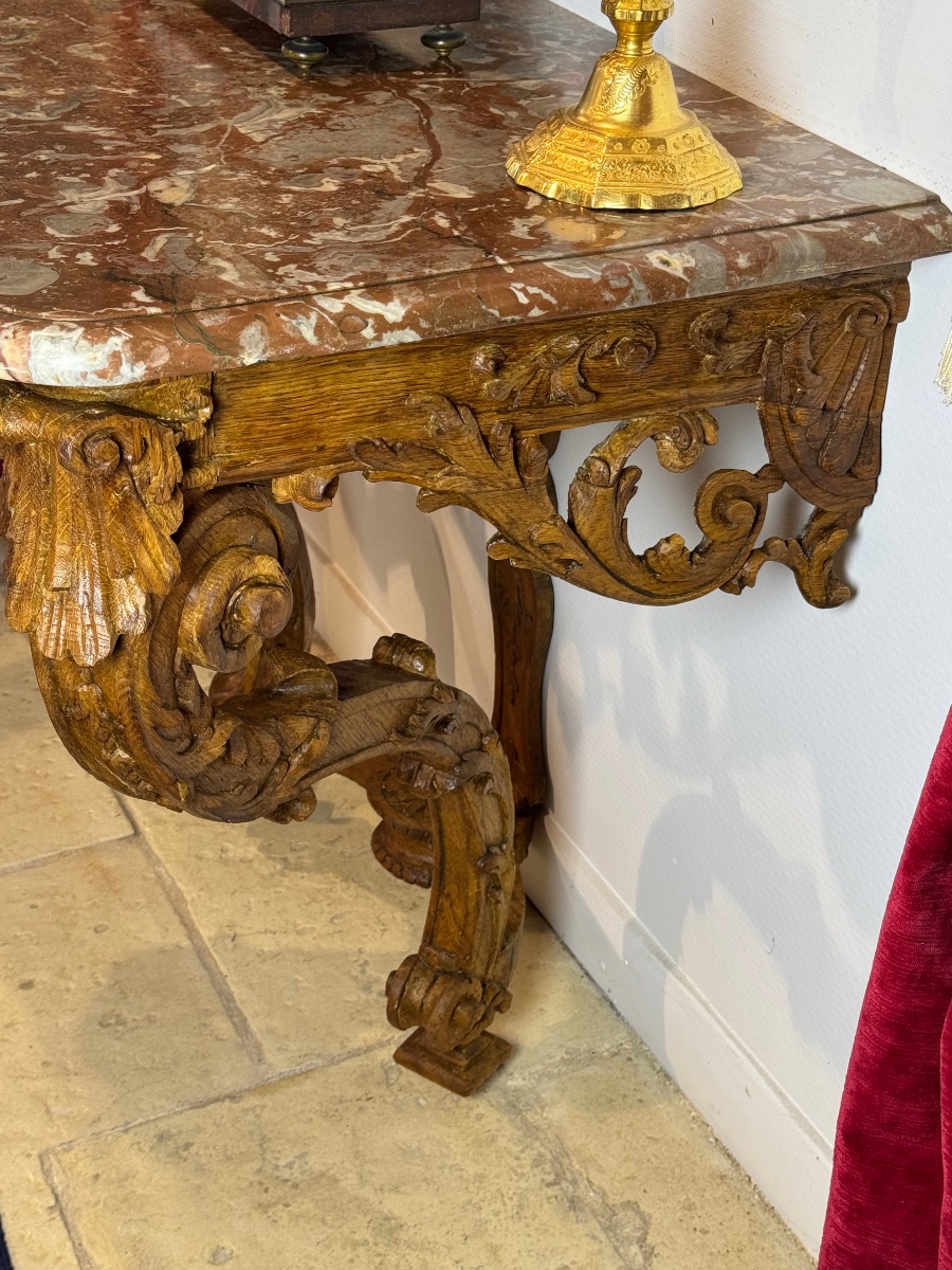 Louis XIV-era Light Oak Console Table With A Medium-height Base-photo-4
