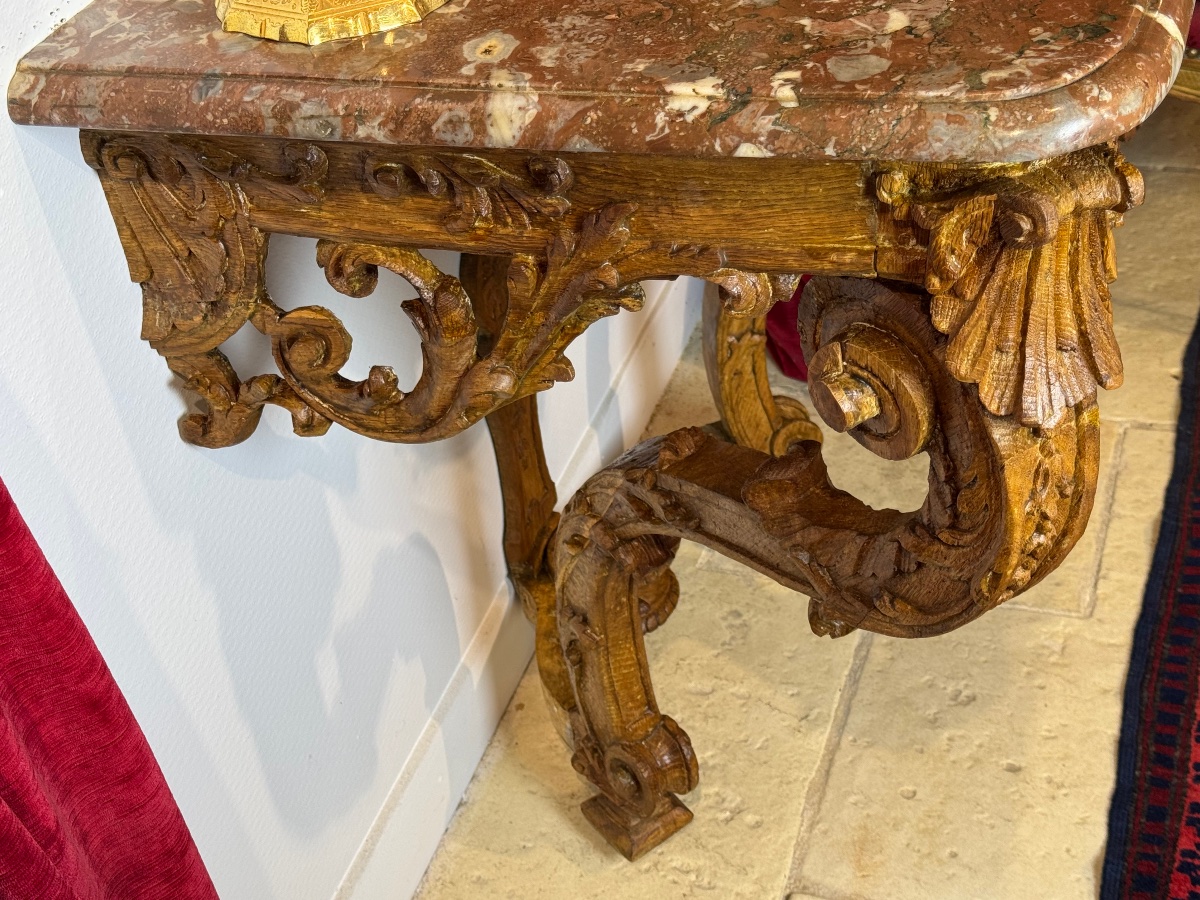 Louis XIV-era Light Oak Console Table With A Medium-height Base-photo-1