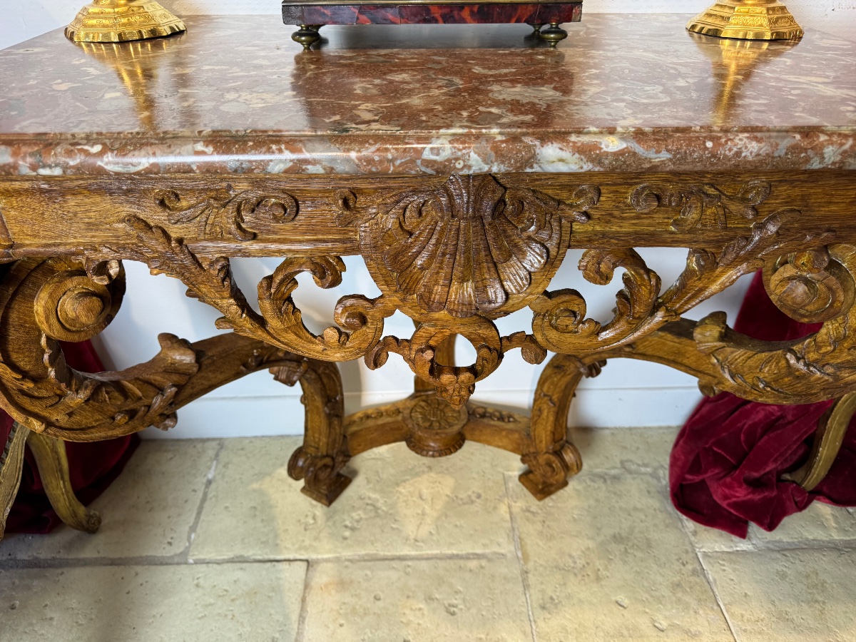 Louis XIV-era Light Oak Console Table With A Medium-height Base-photo-2