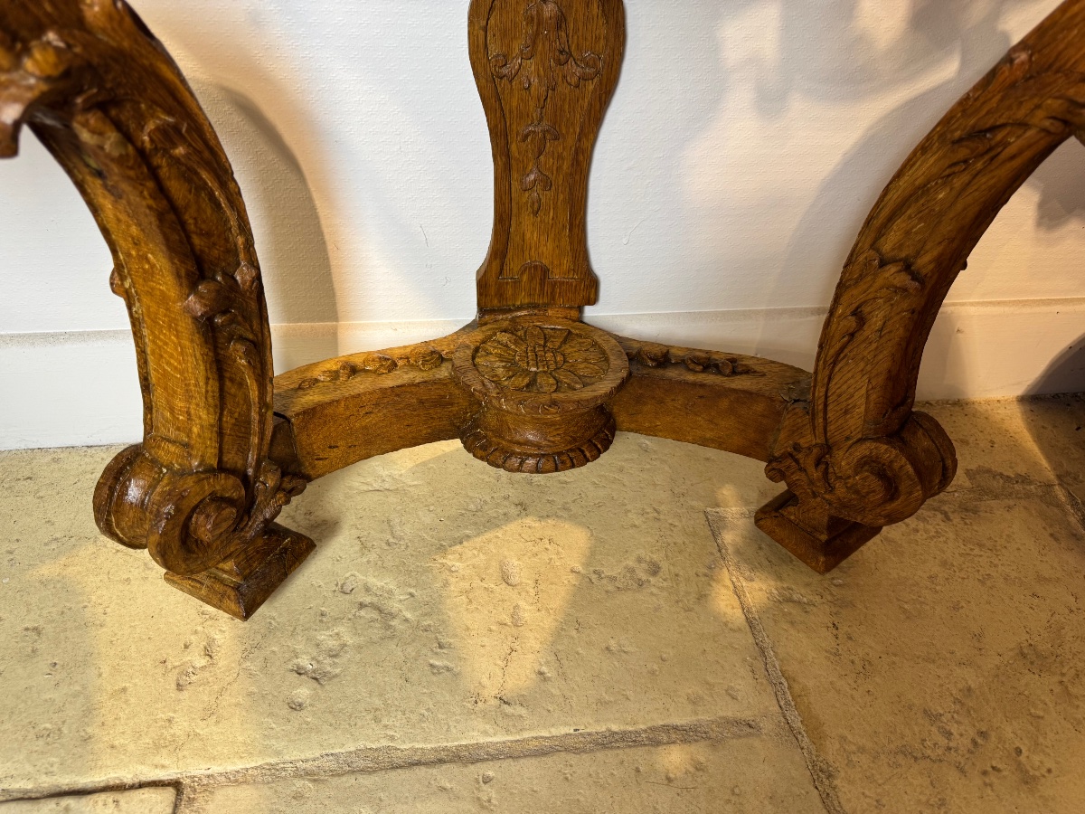 Louis XIV-era Light Oak Console Table With A Medium-height Base-photo-3