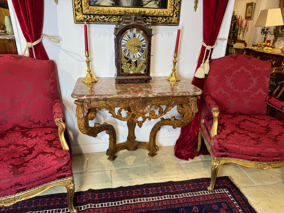 Louis XIV-era Light Oak Console Table With A Medium-height Base-photo-4