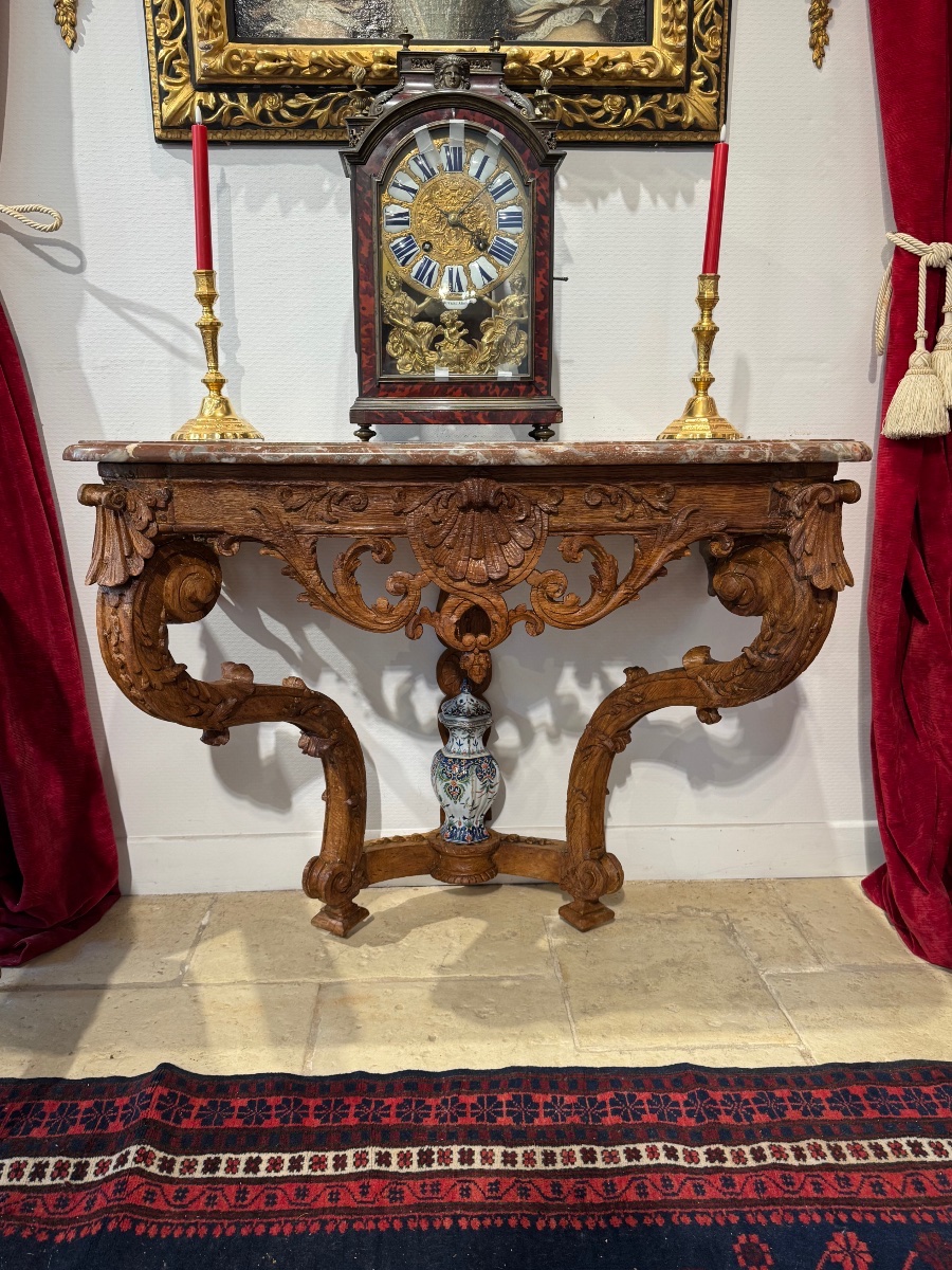 Louis XIV-era Light Oak Console Table With A Medium-height Base
