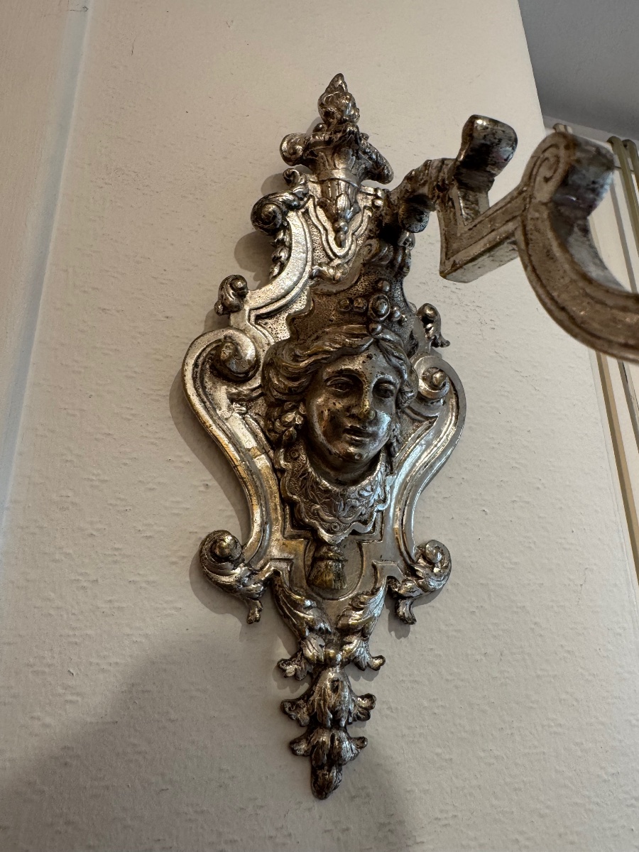 applique  en bronze plaqué  d’argent époque régence-photo-3