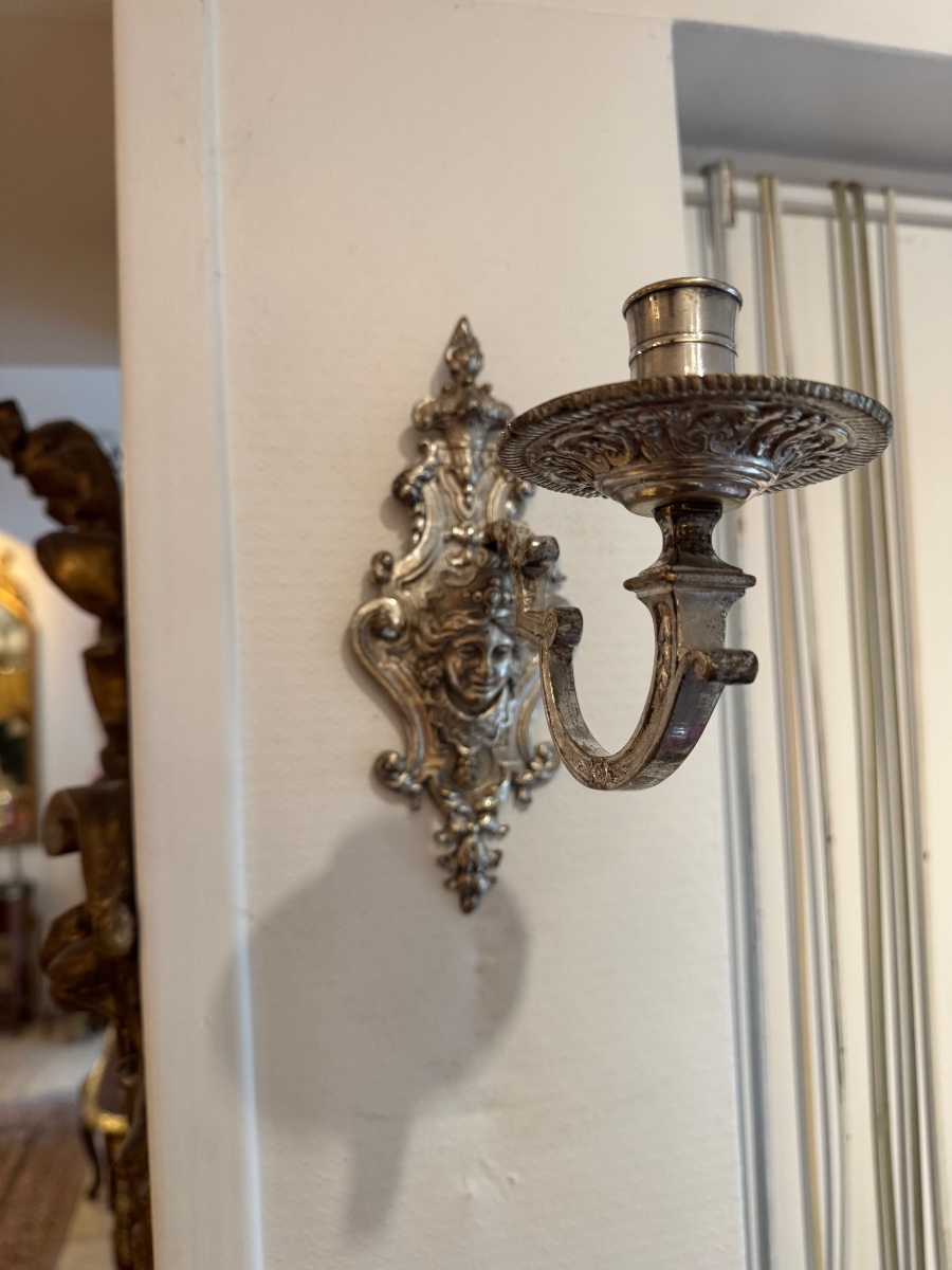 applique  en bronze plaqué  d’argent époque régence