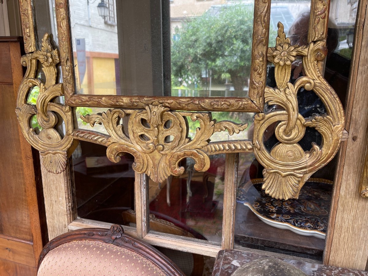 Regence Period Mirror Golden Wood-photo-2