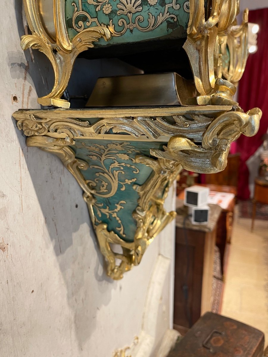 Cartel en  Corne Verte Avec sa console Ep Louis XV-photo-2