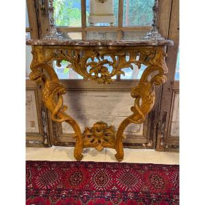 Console With Chimeras, Late Regency, Waxed Oak 