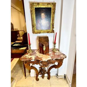 Console époque Louis XV en chêne naturel