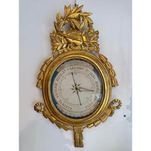 Baromètre en bois doré époque Louis xvi