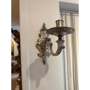  applique  en bronze plaqué  d’argent époque régence