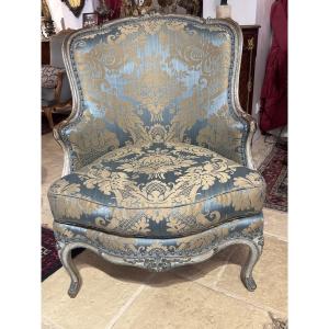 Regency-era Gondola-style Armchair, Gray And Blue Patina