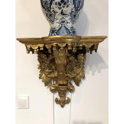 Regence Period Applique Console In Golden And Carved Wood