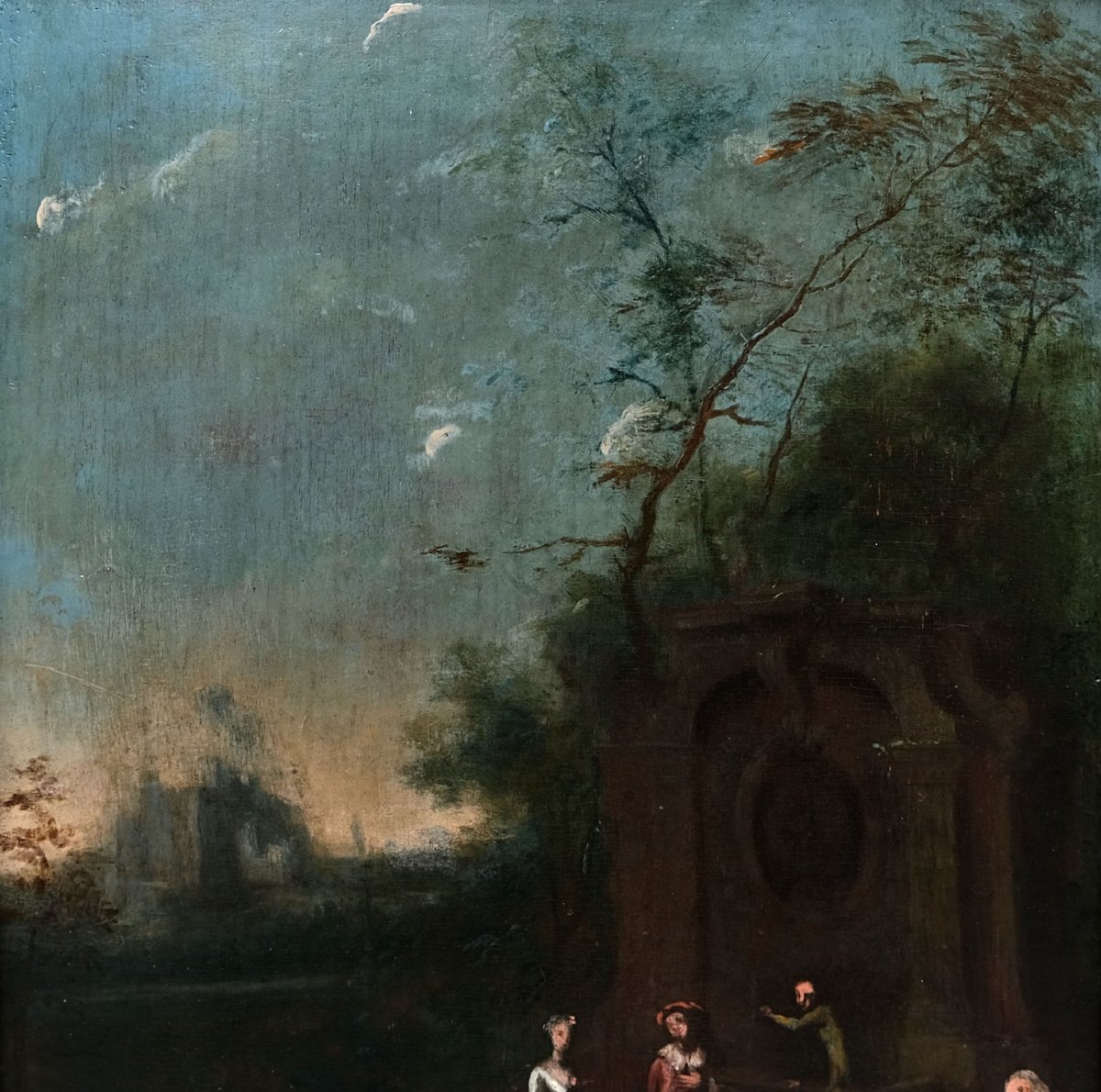 Diptych, Landscapes And Gallant Scene, Flemish School, 18th Century-photo-3