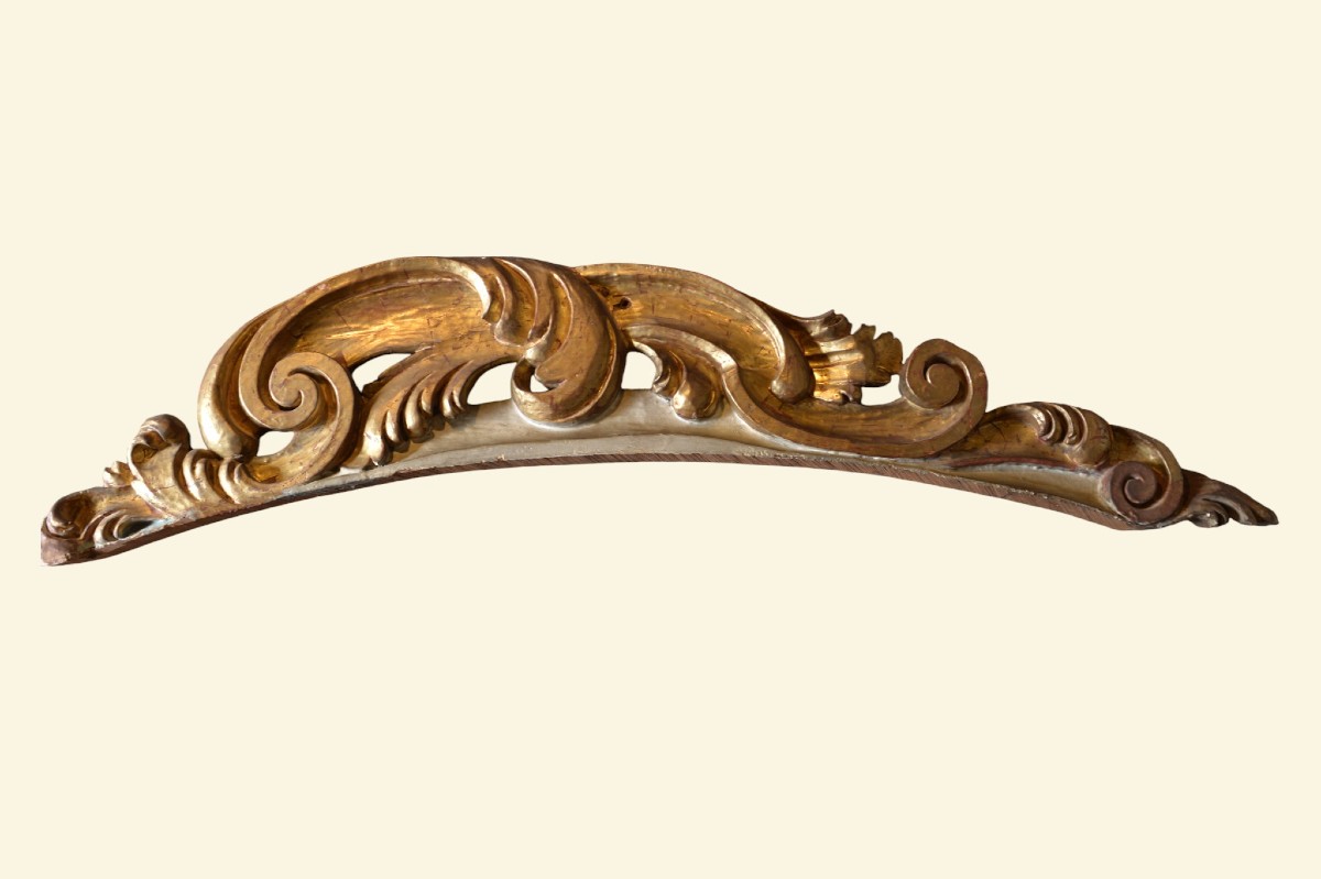 Decorative Element In Carved And Polychrome Wood – 18th Century