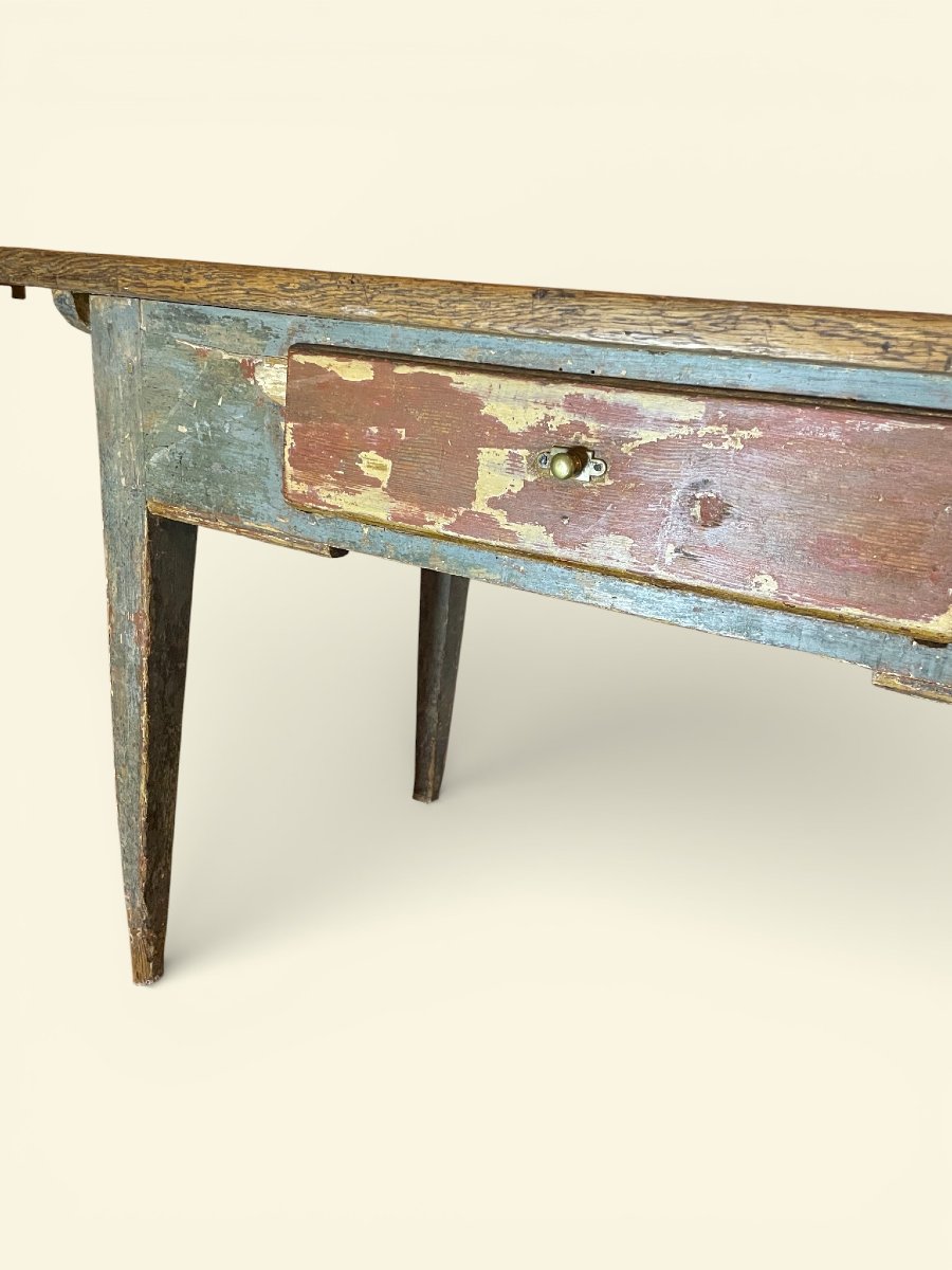 Swedish Polychrome Oak Kitchen Table – 18th Century-photo-3