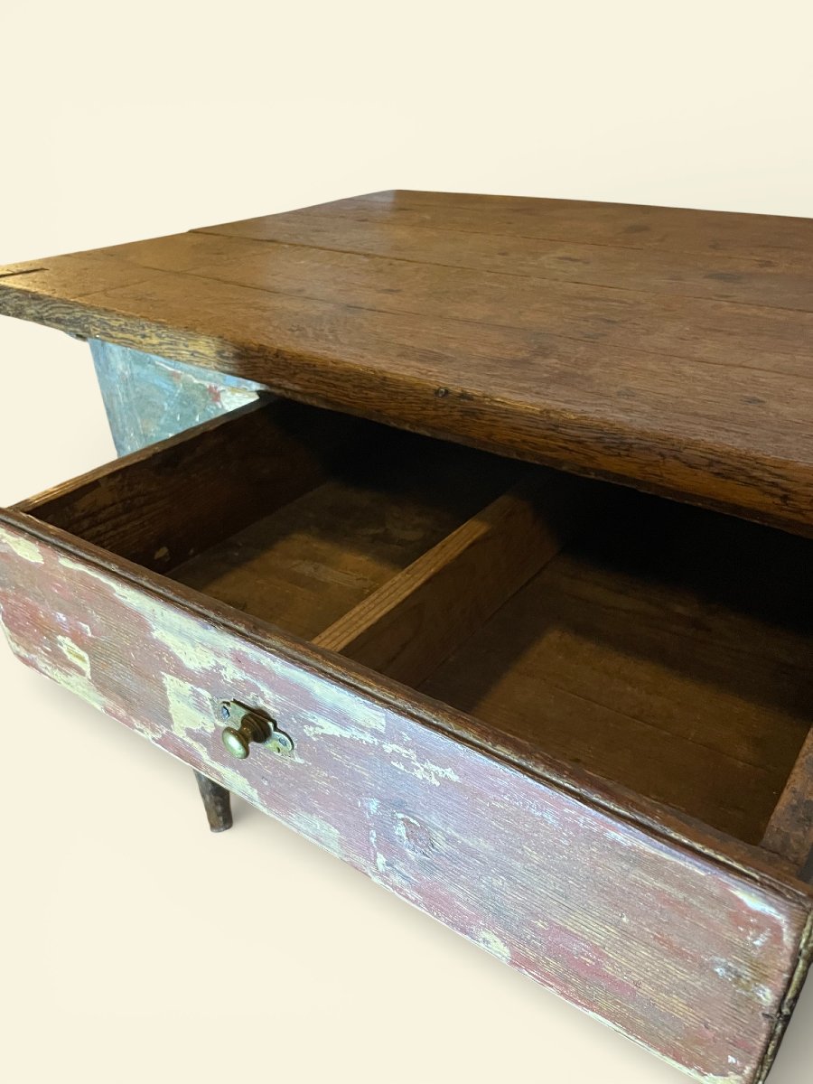 Swedish Polychrome Oak Kitchen Table – 18th Century-photo-4