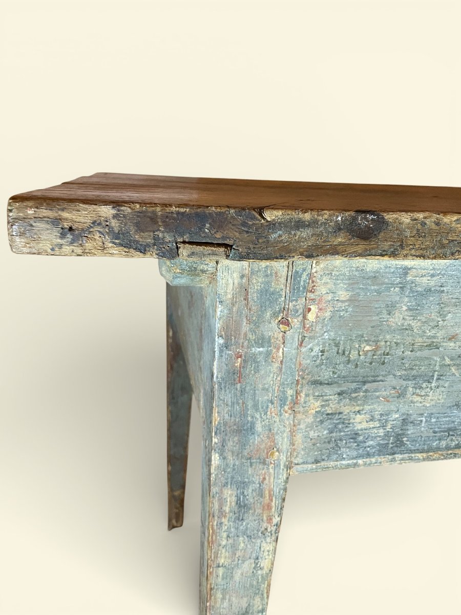 Swedish Polychrome Oak Kitchen Table – 18th Century-photo-5