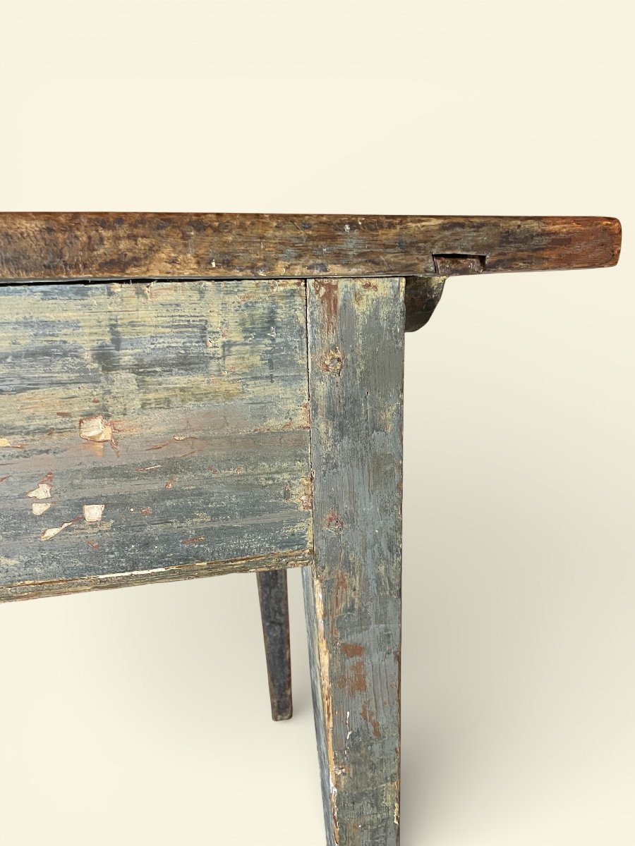 Swedish Polychrome Oak Kitchen Table – 18th Century-photo-6