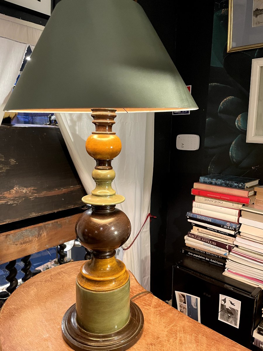 Paire de lampes en bois polychrome-photo-4