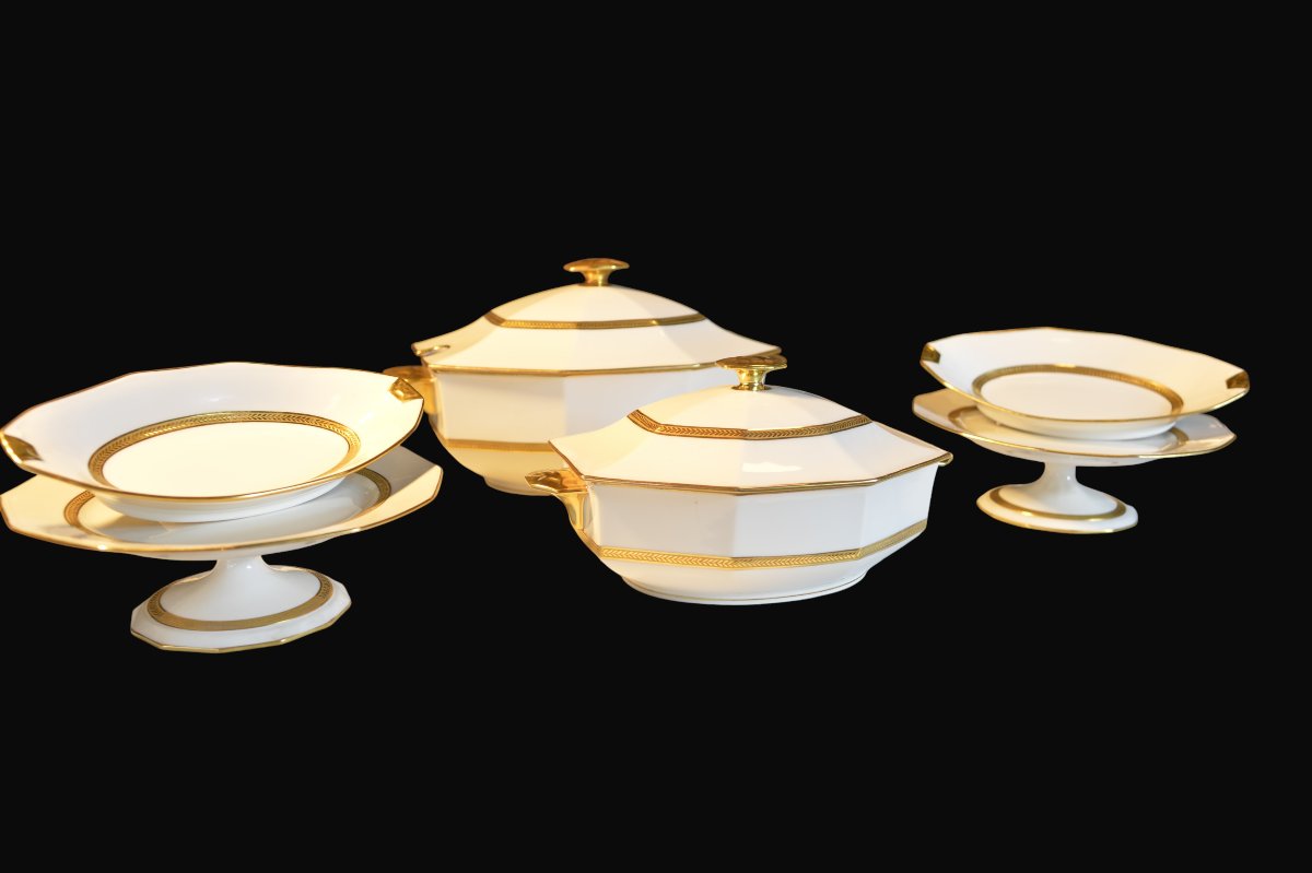 Legrand Limoges Porcelain Dinner Service, Circa 1930-photo-3