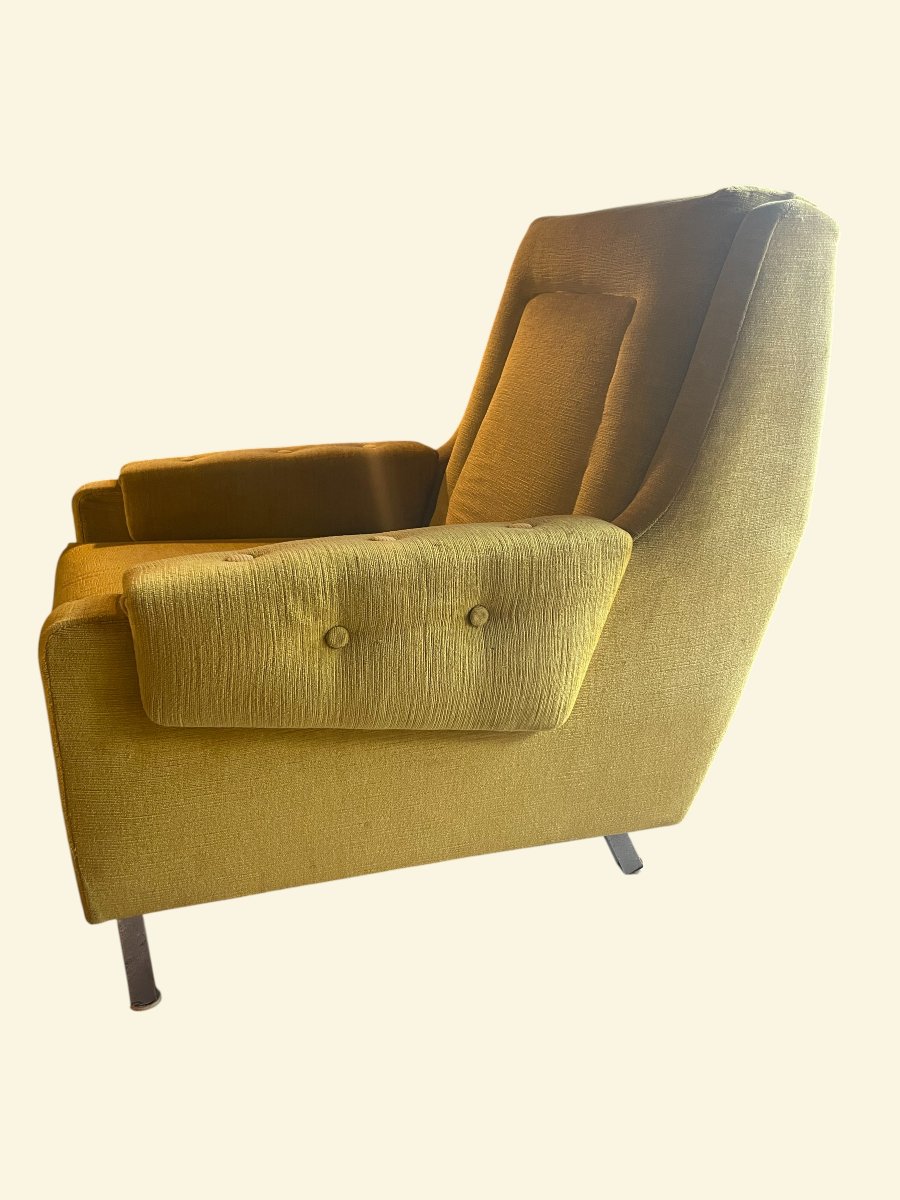 Yellow Velvet Armchair – 1970s-photo-2